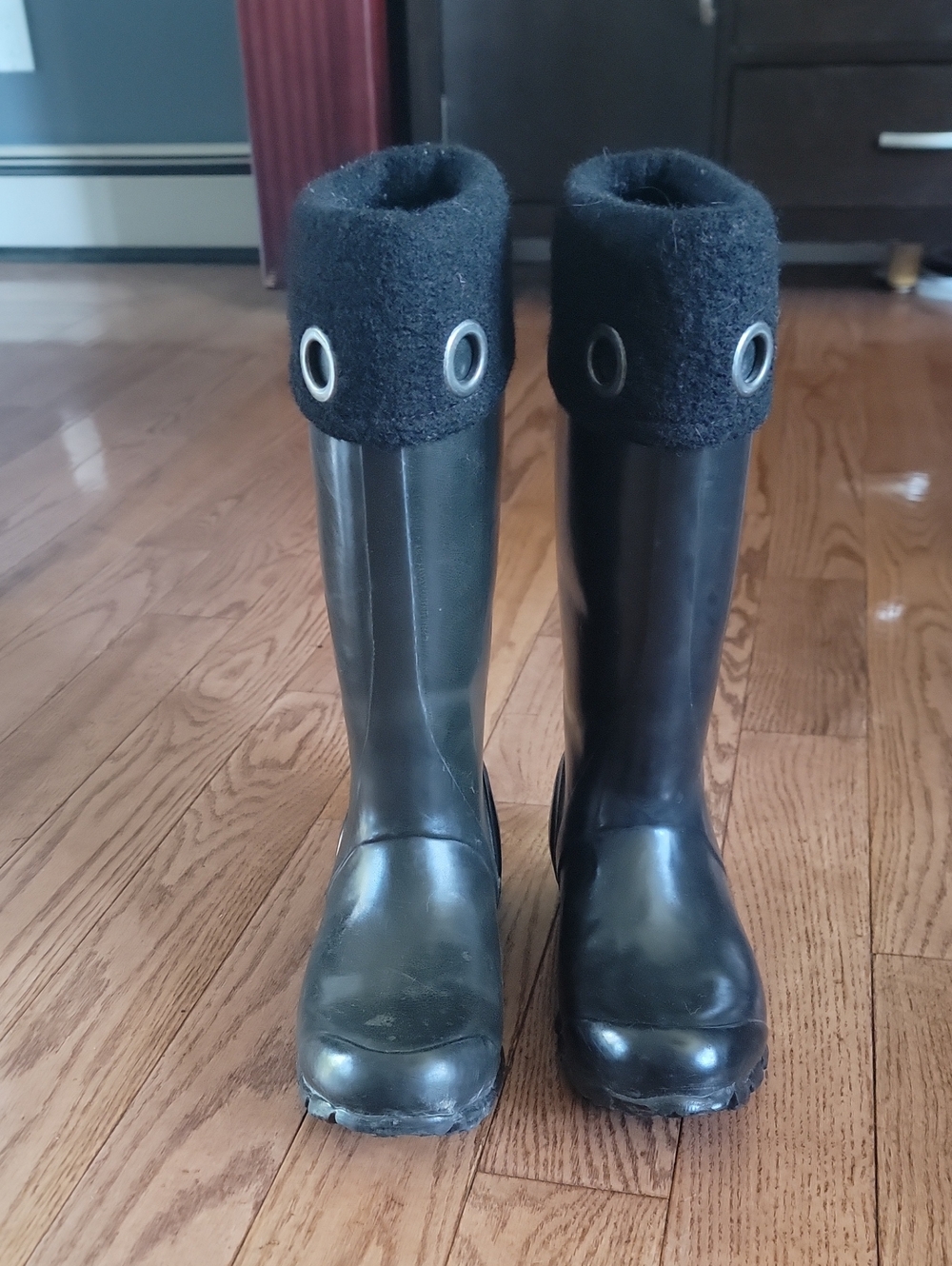 BOGGS Black Tall Rain Boots with Knit Cuff